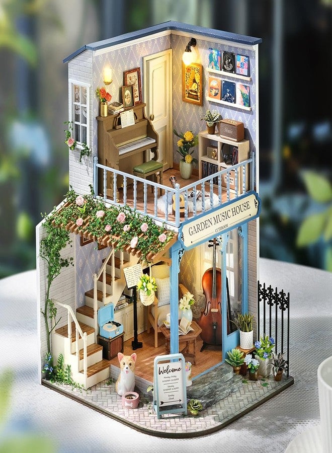 CUTEROOM Miniature House Kits for Adults,Mini Dollhouse Wooden Furniture Kit, DIY Craft Kits Creative Room Tiny House for Decoration- Garden Music House - Image 1